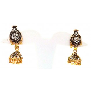 Golden Oxidized Women Earring Jhumka Jhumki Jewelry Drop PushBack Classy Gift 77